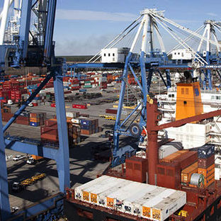 Overhead view of South Carolina ports authority
