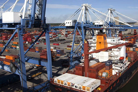 Overhead view of South Carolina ports authority