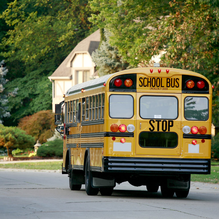 School Bus in Neighborhood