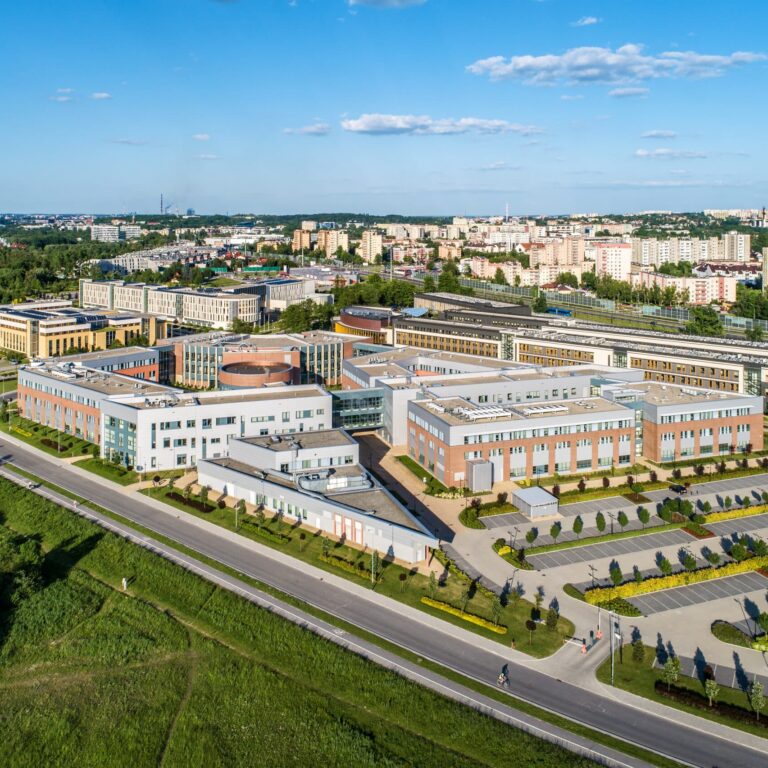 Jagiellonian University in Krakow, Poland. New campus. Aerial vi