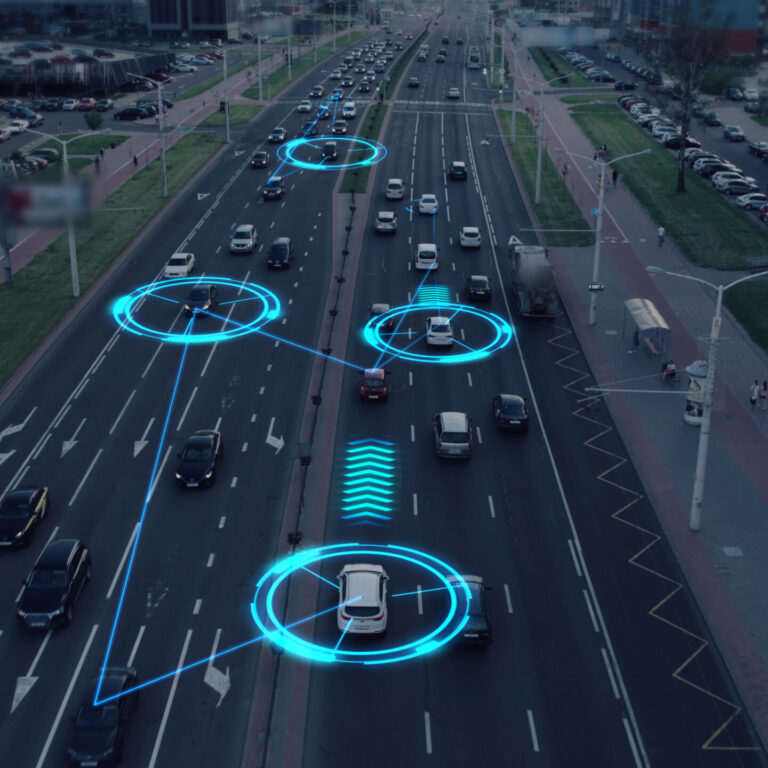 Visualization of the interaction of self-driving autonomous vehi